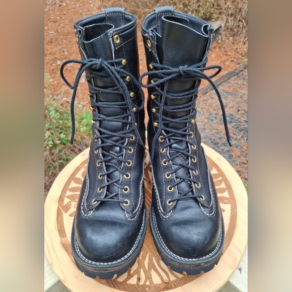 WESCO Men's Jobmaster Steel Toe 10 Inch Black Leather Lace-To-Toe Boots Size 10 - Picture 3 of 10